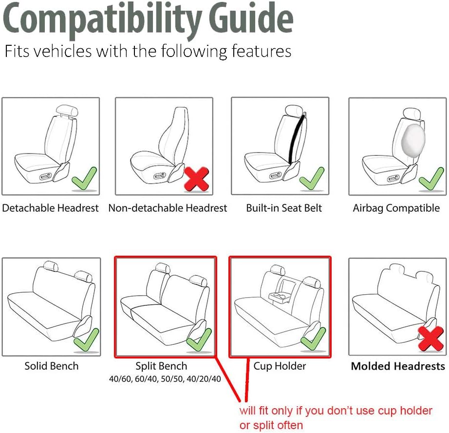 ibon Autositzbezüge Set Leder, 5-Sitze Universal-Sitzbezüge Auto Vordersitze und Rückbank Komplettse