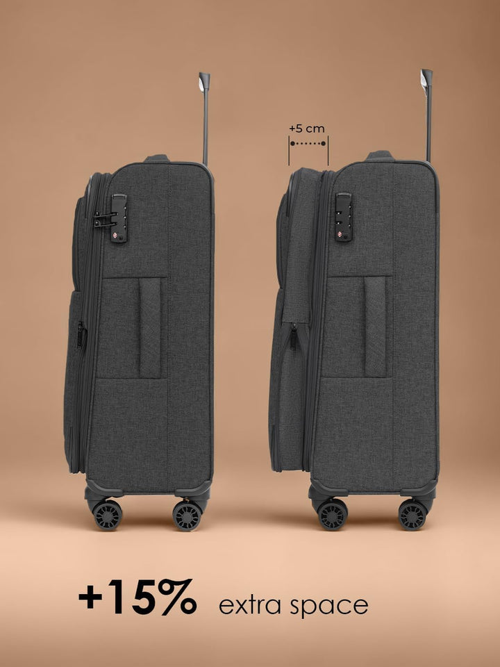 REDOLZ Koffer-Set 3-teilig für Damen & Herren | leichte & stabile Reise-Trolleys, hochwertiges Softc