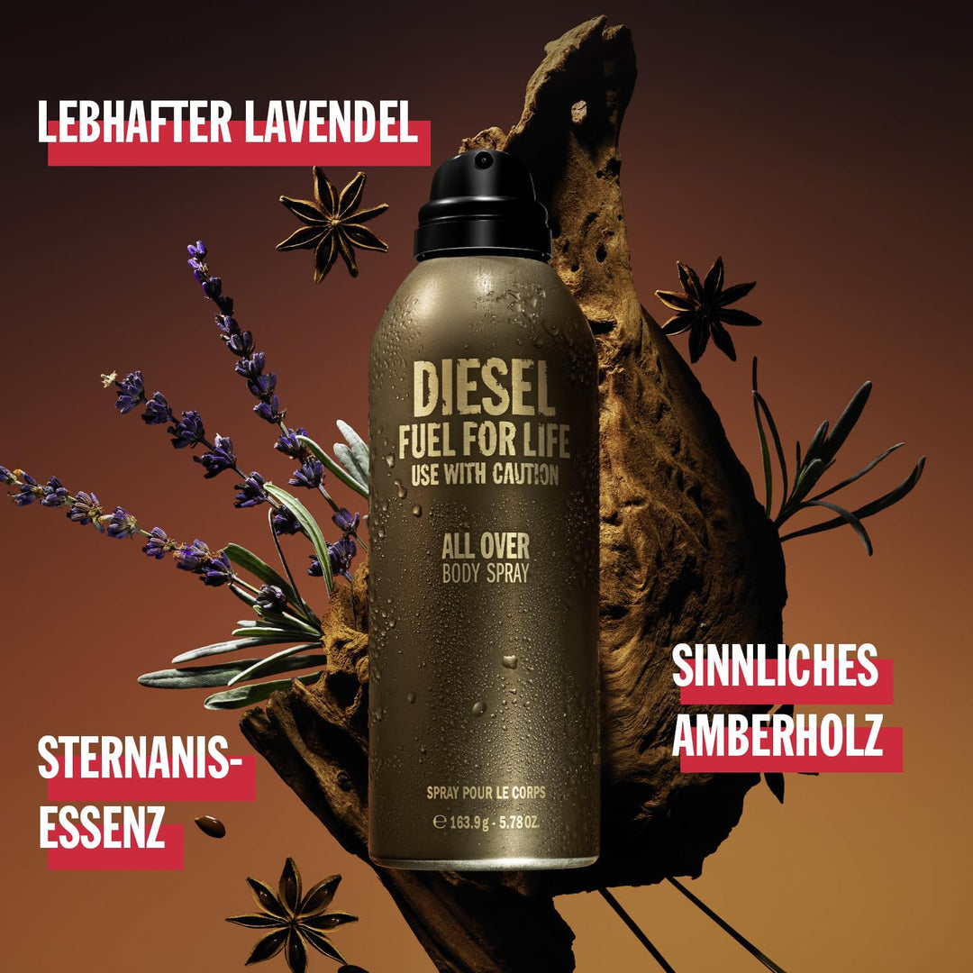 Diesel Fuel For Life, Bodyspray für Männer, Körperspray mit frischem und kraftvollem Duft nach Laven