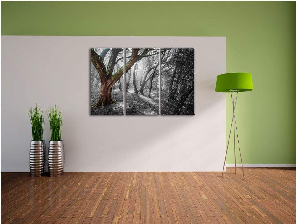 einsamer Baum in tristem Grau schwarz/weiss 3-Teiler Leinwandbild 120x80 Bild auf Leinwand, XXL ries
