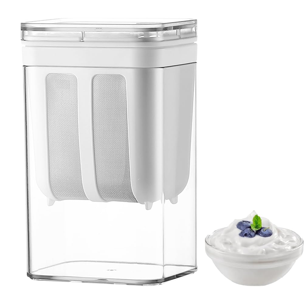 Feine Filtersiebe Joghurt Sieb mit Deckel,Wiederverwendbarer Joghurt Molke Separator,1800ML Griechis