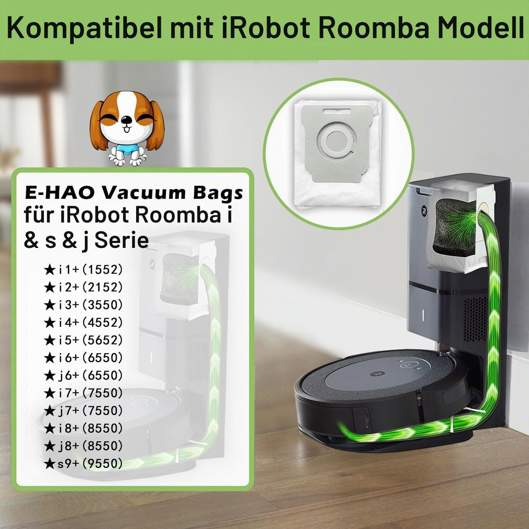 E-HAO 10 Pack Staubsaugerbeutel kompatibel mit iRobot Roomba i, s, j Serien und Roomba Combo i, j Se