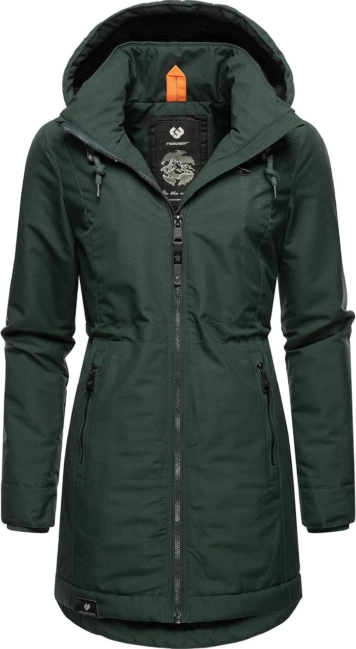 Ragwear Damen Wintermantel Warmer Parka lang wasserdicht mit Abnehmbarer Kapuze Dakkota XS-6XL S Dar