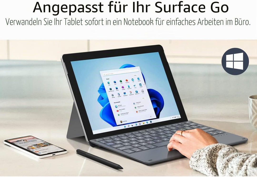 MoKo Bluetooth Tastatur Kompatibel mit Microsoft Surface Go 4 2023 / Go 3 2021 / Go 2 2020 / Go 2018