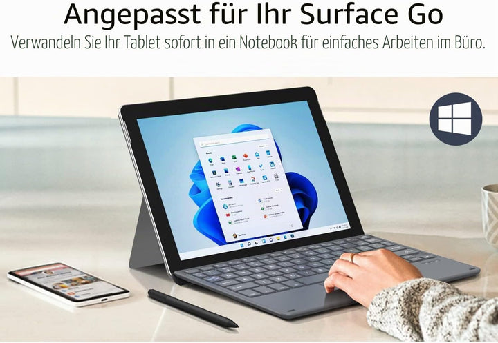 MoKo Bluetooth Tastatur Kompatibel mit Microsoft Surface Go 4 2023 / Go 3 2021 / Go 2 2020 / Go 2018
