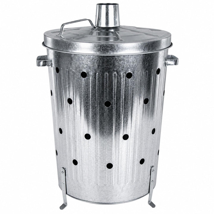 Feuertonne 75 Liter Verbrennungstonne Garten Brennofen Silber Feuerkorb | verzinkt, Feuerstelle, Gar