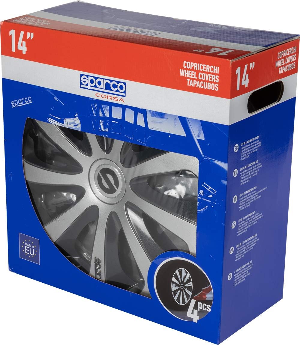 SPARCO SPC1473SVGR Sicilia 4 Stück Radzierblenden, Silber/Grau, 4 Stück, 14" 14" Silber/Grau, 14" Si