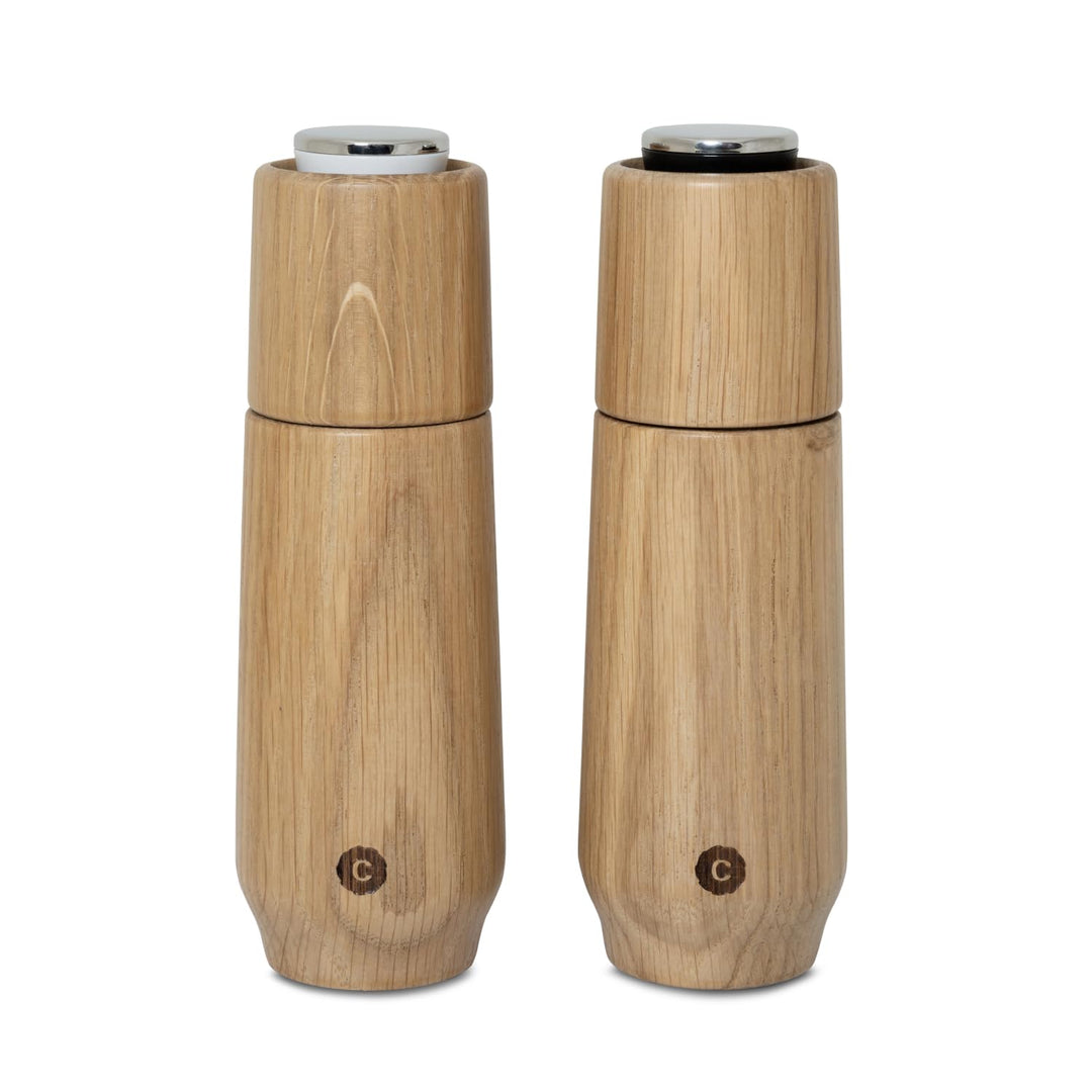 Crushgrind Champagne Gewürzmühle Set aus Eiche mit Keramikmahlwerk | 2x Salz und Pfeffermühle mit ve