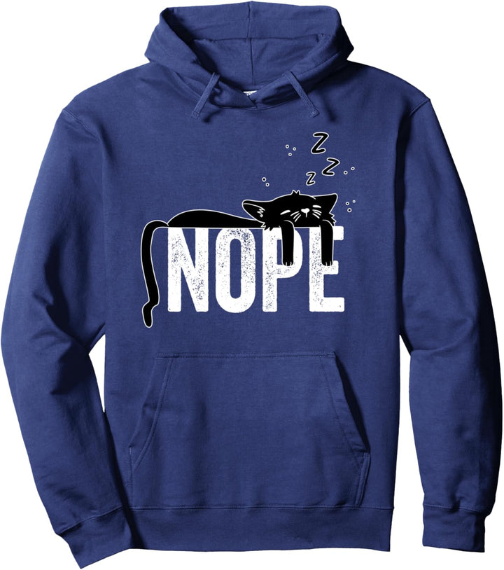Nope Lazy Cat Sleeping Funny Cat Pun Gift Pullover Hoodie