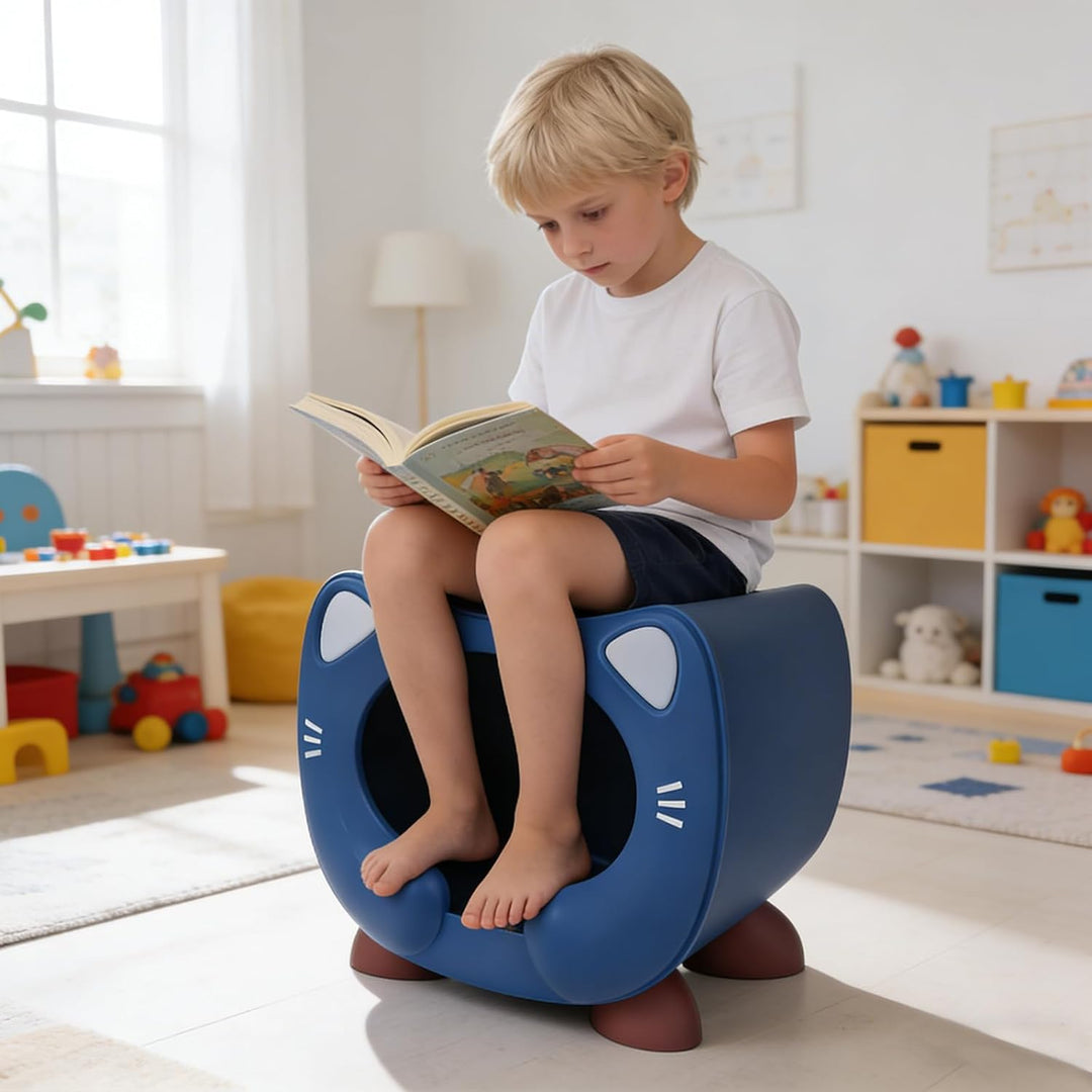 Spielzeug Aufbewahrungsbox Stapelbar Kinderzimmer Plastik Kiste Katzendesign Blau, Blau
