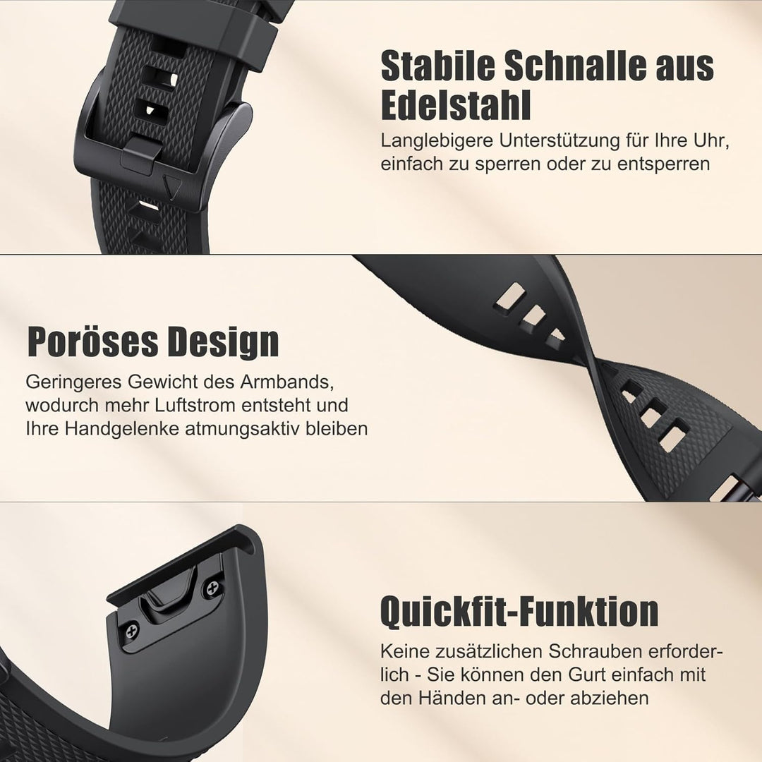 Quickfit 22mm für Garmin Fenix 5/5 Plus/6/6 Pro/7/7Pro, Quickfit Armband 22mm für Garmin Epix 2, Ins