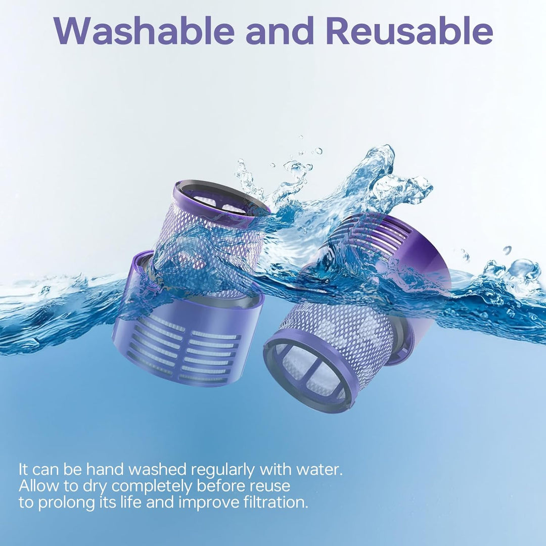 4 Stück Filter für Dyson V10 SV12,Laukowind Waschbar Ersatz Filter für Dyson V10 SV12 mit Reinigungs