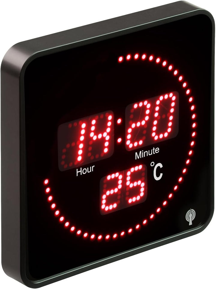 Lunartec Wanduhr Digital: Flache LED-Funk-Tisch- und Wanduhr, Temperatur-Anzeige, rote LEDs (Uhren,