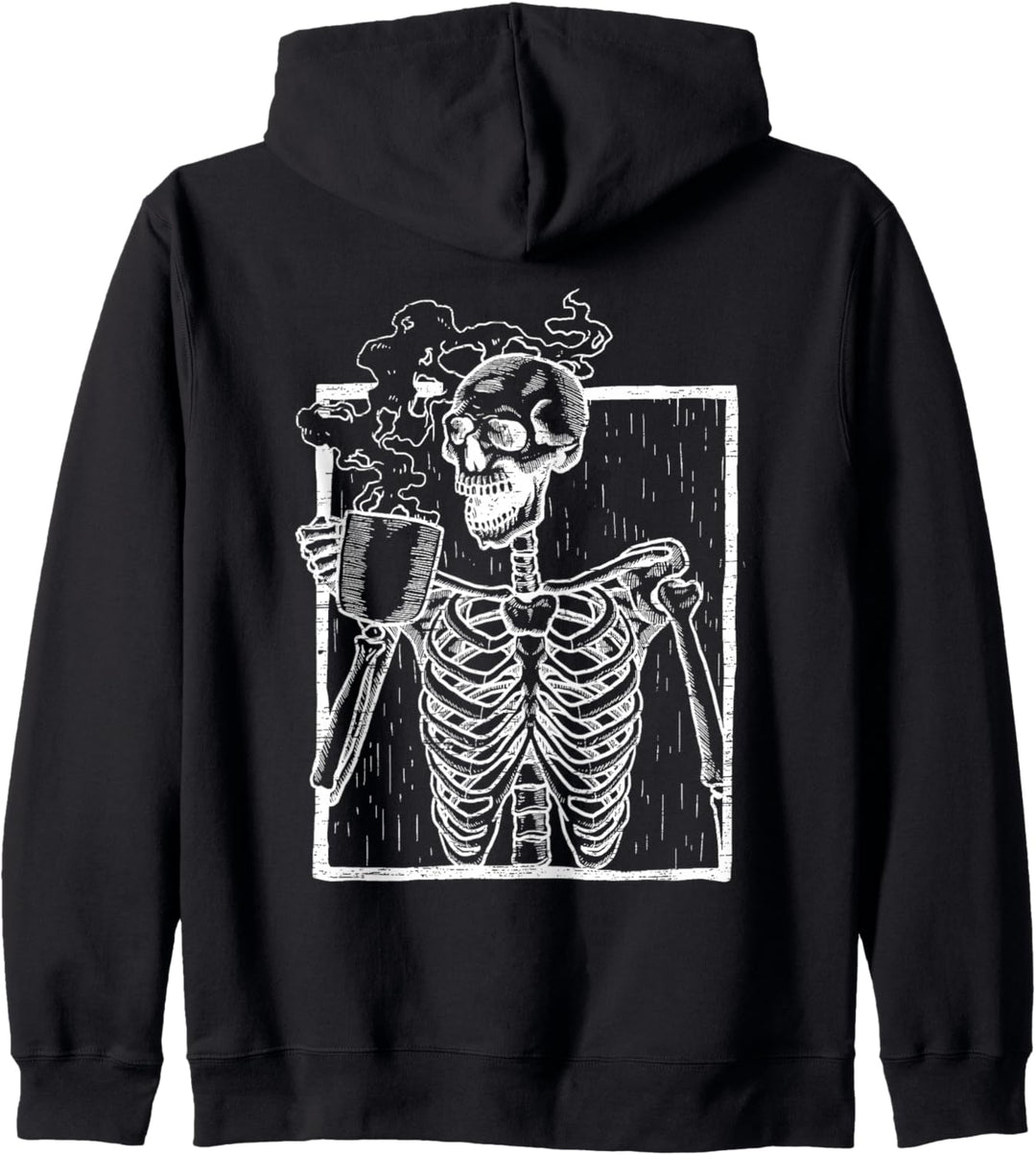 Distressed Skelett Vintage Smiling Skull Trinkkaffee Kapuzenjacke