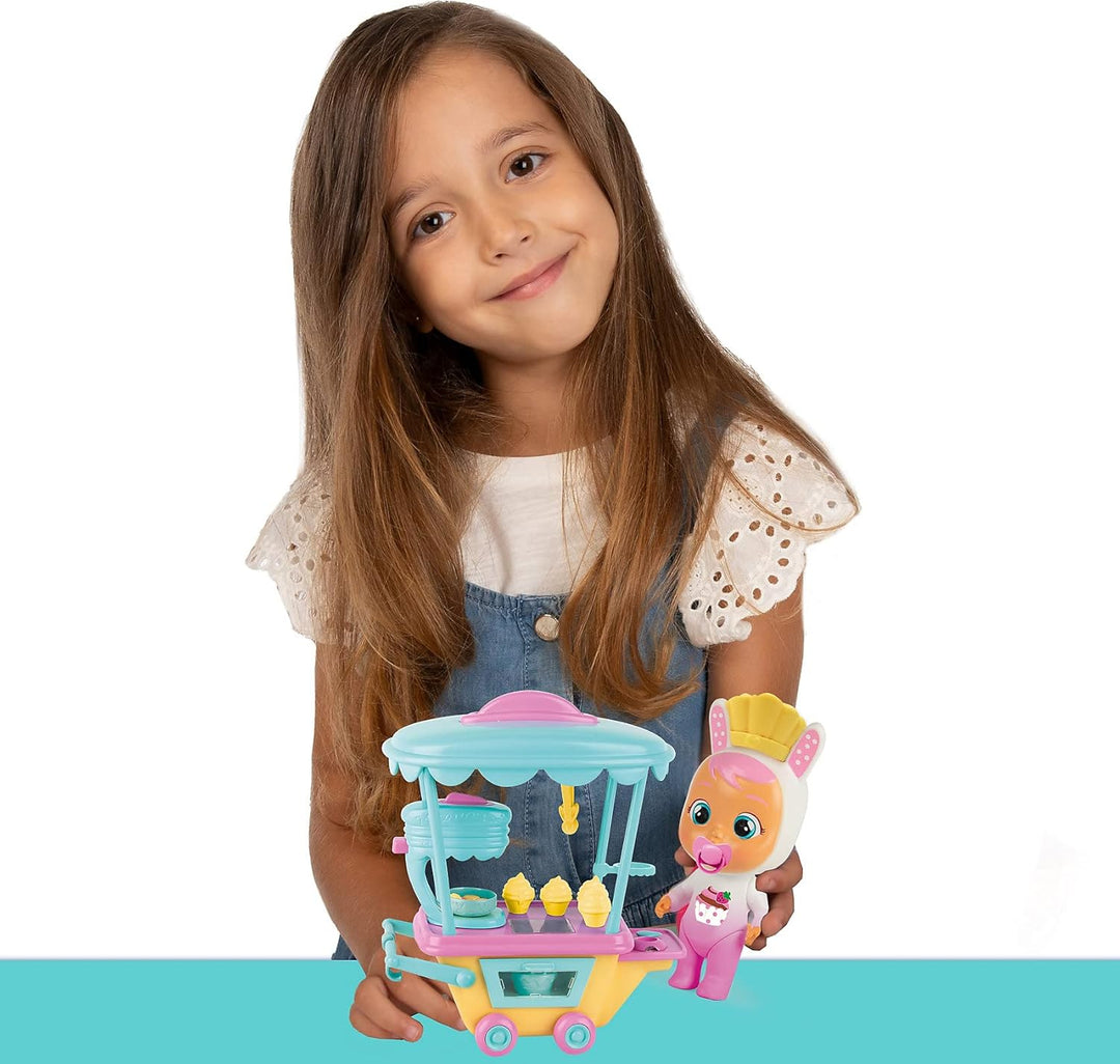 CRY BABIES MAGIC TEARS Coneys Konditorwagen Spielset | Mini-Sammelpuppe &amp; Konditorwagen mit Dampf un