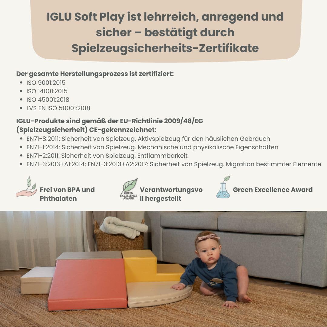 IGLU SOFT PLAY Corner Climber 5 pcs Softbausteine Riesenbausteine Schaumstoffbausteine Grossbaustein