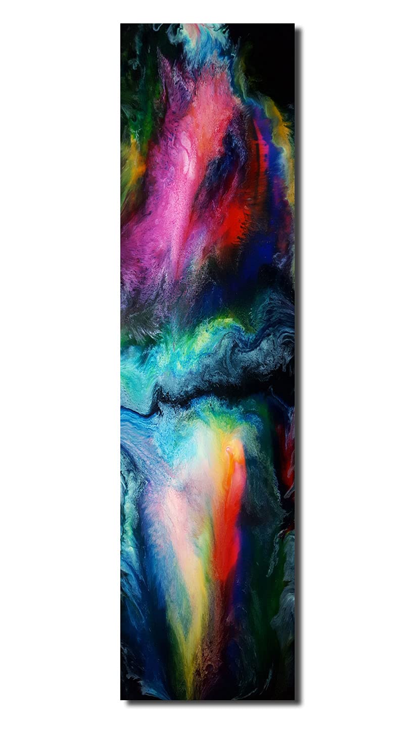 Bild auf Metall - 25 cm x 100 cm Moderne Kunst abstrakt - Kunstdruck auf leuchtend glänzenden Alumin