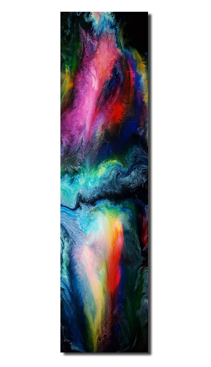 Bild auf Metall - 25 cm x 100 cm Moderne Kunst abstrakt - Kunstdruck auf leuchtend glänzenden Alumin