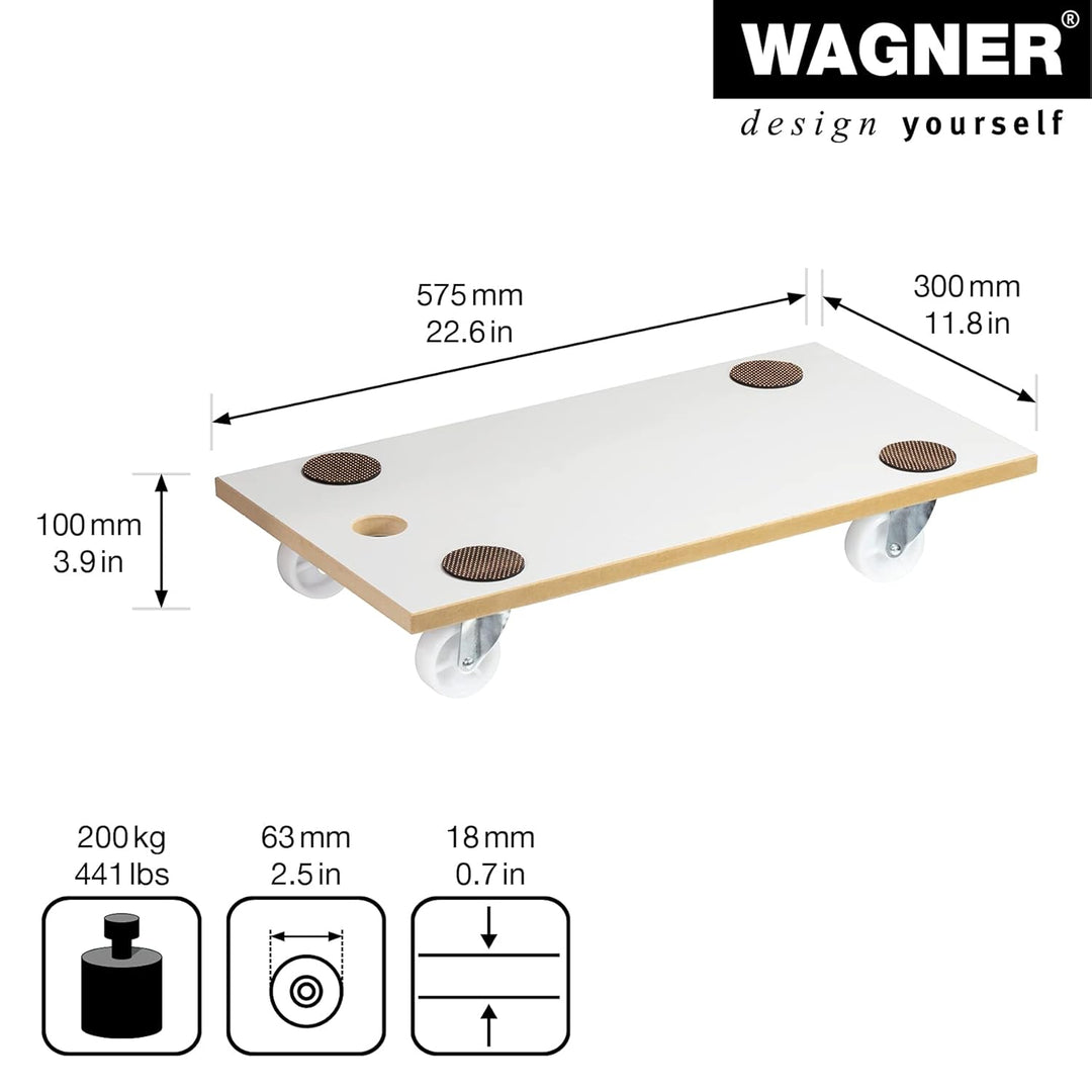WAGNER Transporthilfe MM 1319 I 57,5 x 30 x 10 cm - Tragkraft 200 kg - Spezialbeschichtung I Anti-Ru