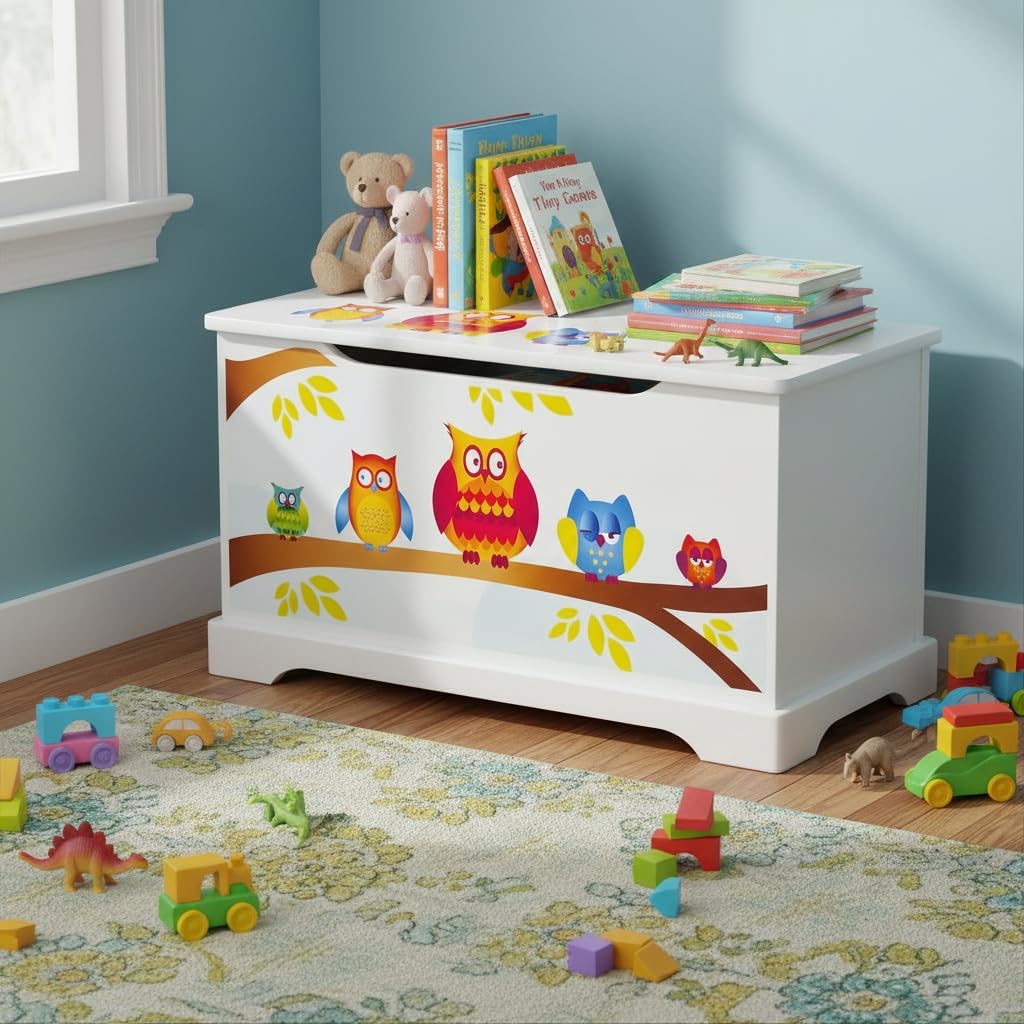 Leomark Holz Kindertruhenbank (Eulen), Eulen