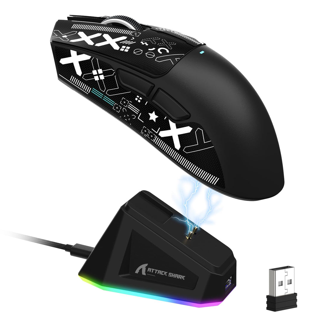LexonElec x Attack Shark X11 Kabellose Gaming-Maus mit RGB Magnetische Ladestation, PixArt PAW3311-S
