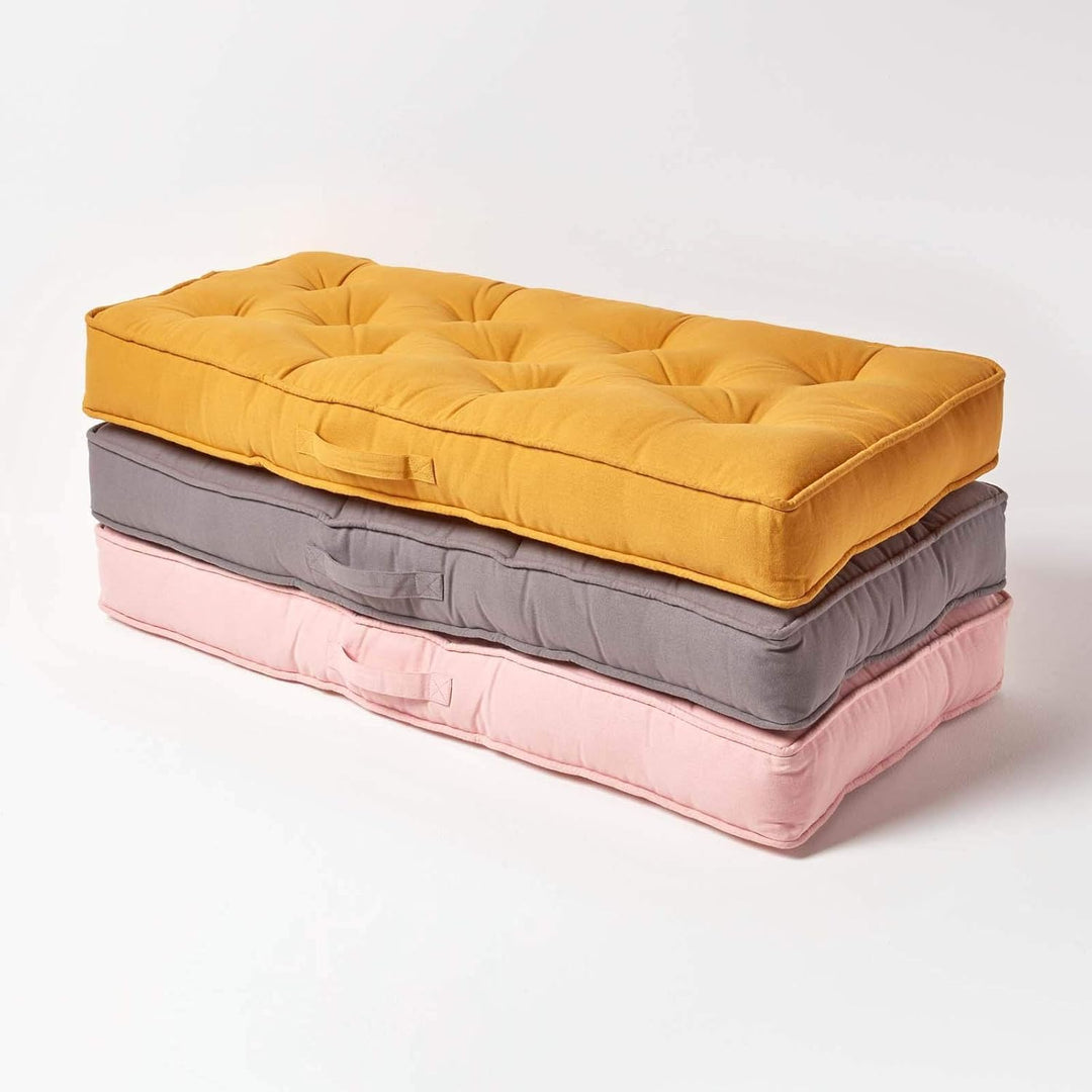 Homescapes Sitzerhöhung Sofa 2-Sitzer grau 100x48x10 cm, Langes Sitzkissen gepolstert mit Baumwollbe