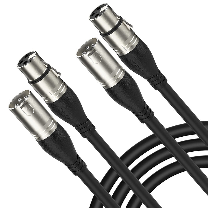 XLR Kabel 2m 2Pack Mikrofonkabel, 3-Pin XLR Stecker auf Buchse Mikrofonkabel für Mikrofon, Verstärke