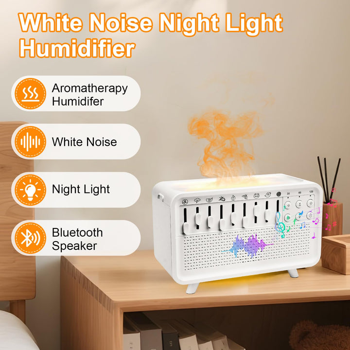 White Noise Night Light Humidifier, Luftbefeuchter mit Geräuschen, Portable Night Light Noise Machin