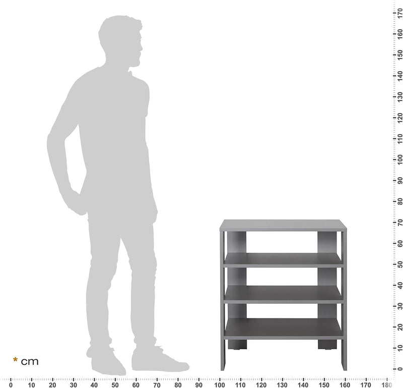 RICOO Schuhregal schmal und hoch 70x60x32cm Standregal Pressholz Grau WM039-PL, Schuhständer mit 3 E