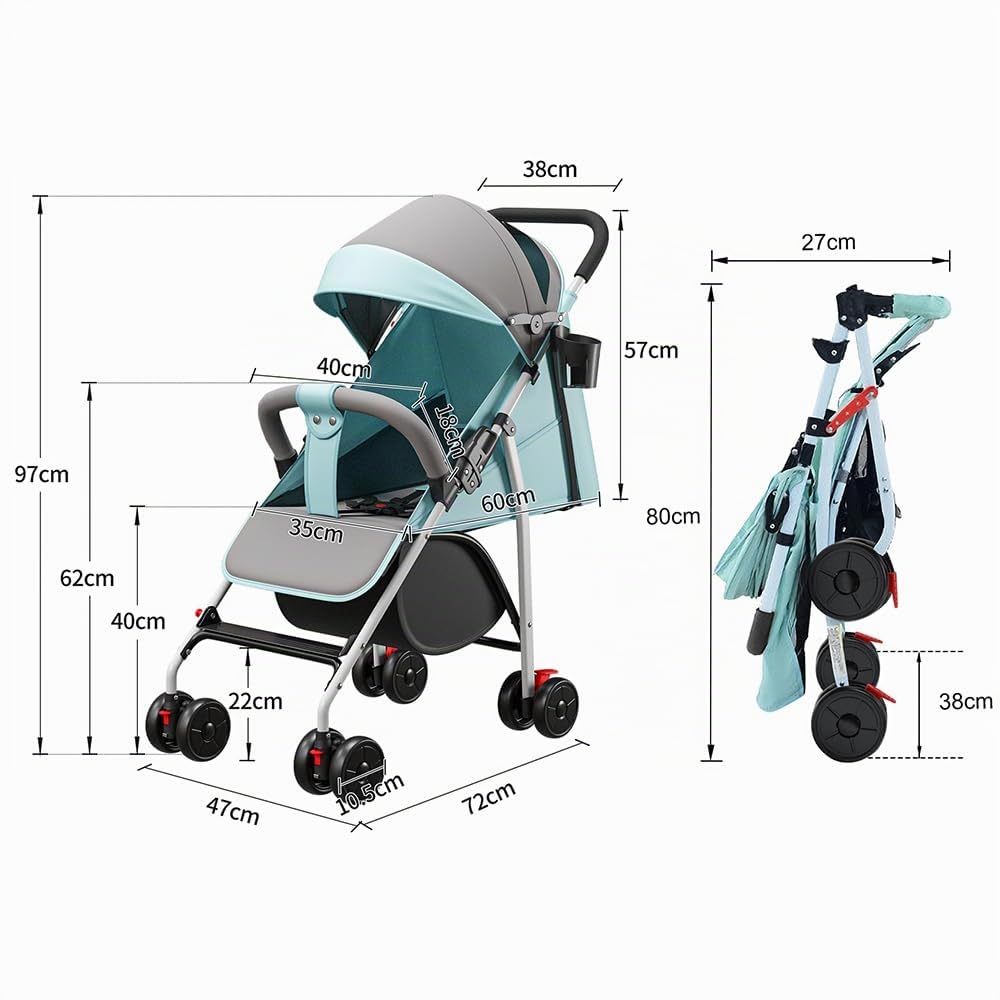 OHMG Kinderwagen Premium Kinderbuggy klappbar Liegebuggy Sportwagen Faltbar 360°Räder 5-Punkt Gurt I