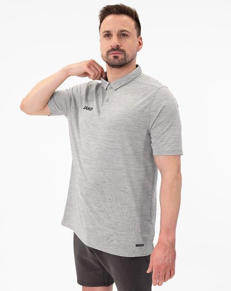 JAKO Herren Polos Polo Premium Basics, marine meliert, XXL, 6329 S Grauschwarz, S Grauschwarz