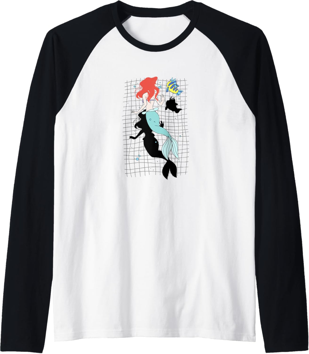 Disney Little Mermaid Ariel And Flounder Swimming Portrait Raglan