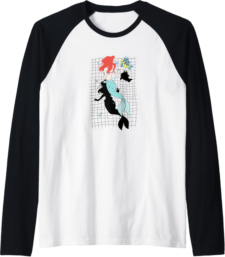 Disney Little Mermaid Ariel And Flounder Swimming Portrait Raglan