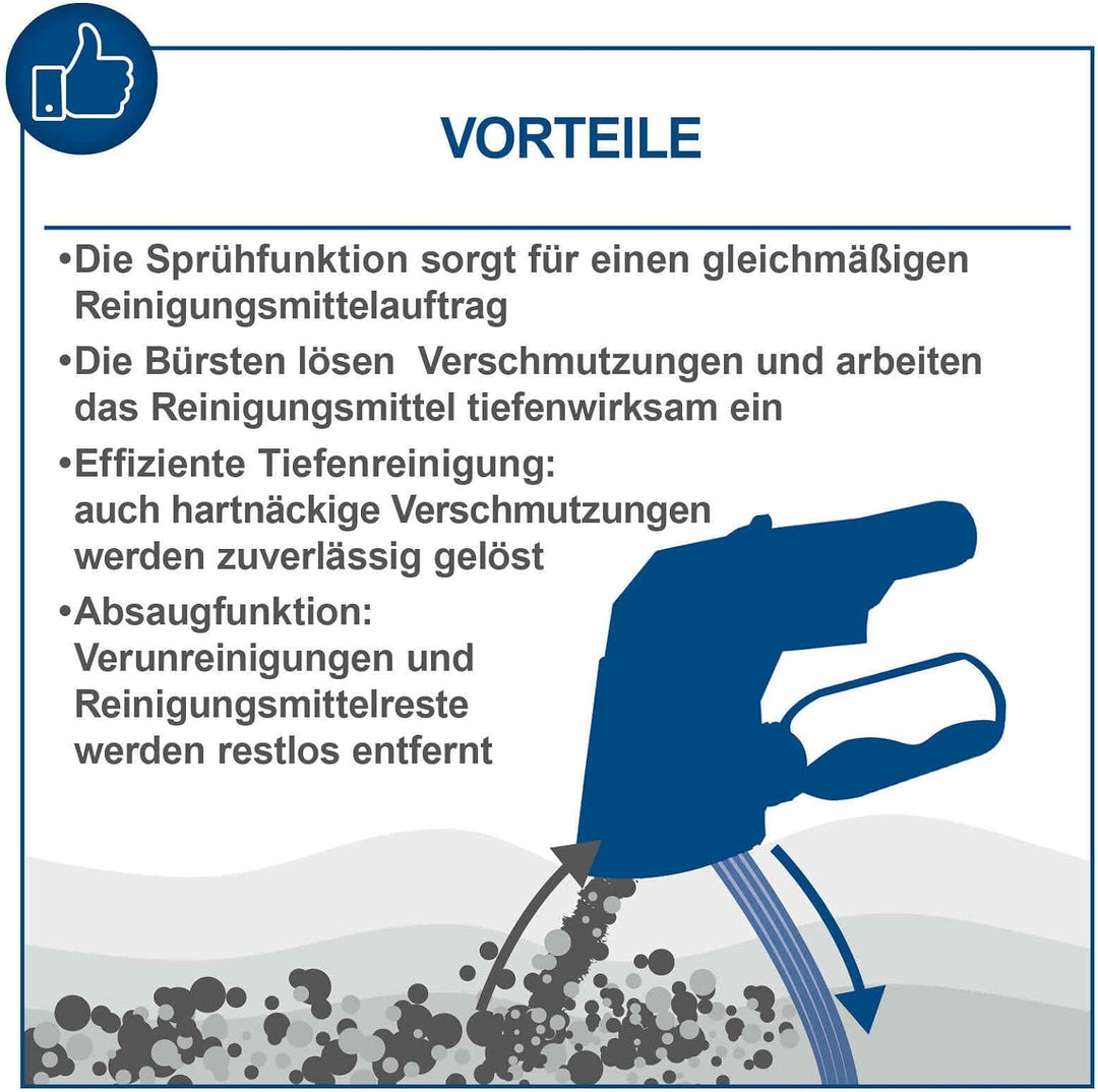 Scheppach Polsterreinigungsbürste PRB300 | Sprüh - & Absaufunktion | Kompatibel mit handelsüblichen