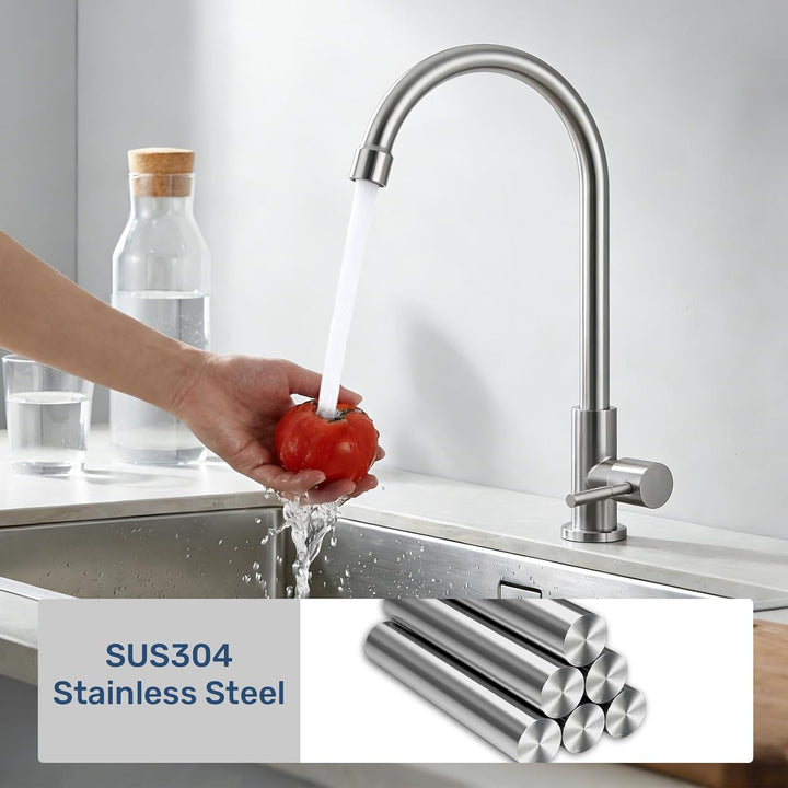 BONADE Wasserhahn Küche, 360°Drehung Einhand Hochdruck Kaltwasserhahn Küche, Drahtziehen küchenarmat