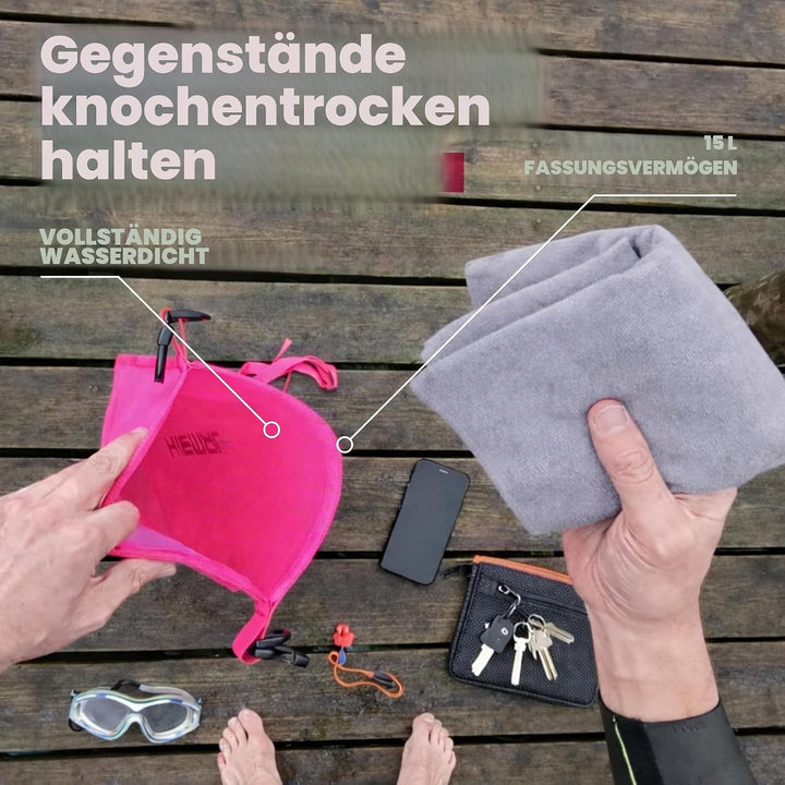 Schwimmboje für offenes Wasser mit Trockensack, 15 l, vollständig wasserdichte Schwimmblase, sicher