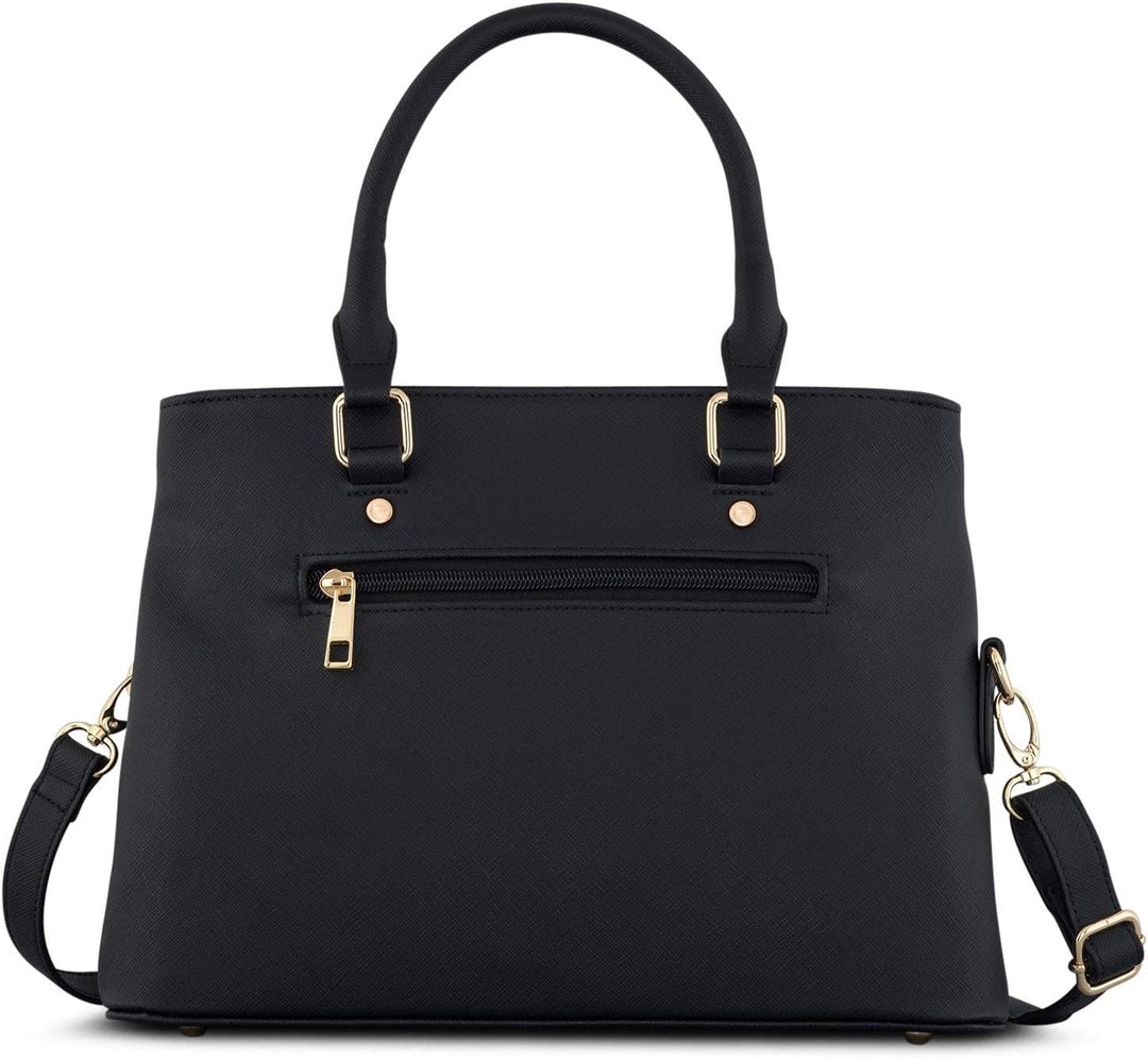 Expatrié Handtasche Damen Schwarz Julie Henkeltasche aus veganem Leder - PU Ledertasche Schultertasc