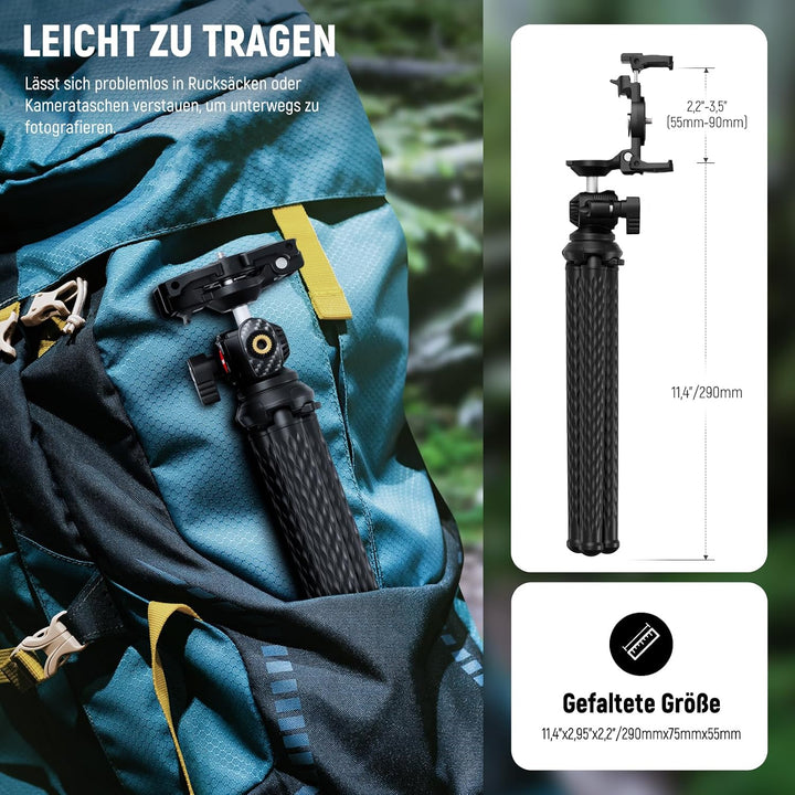 NEEWER Flexibles Handy Stativ, Kleiner Mini Tischständer für Kamera mit verstecktem Telefonhalter Ac