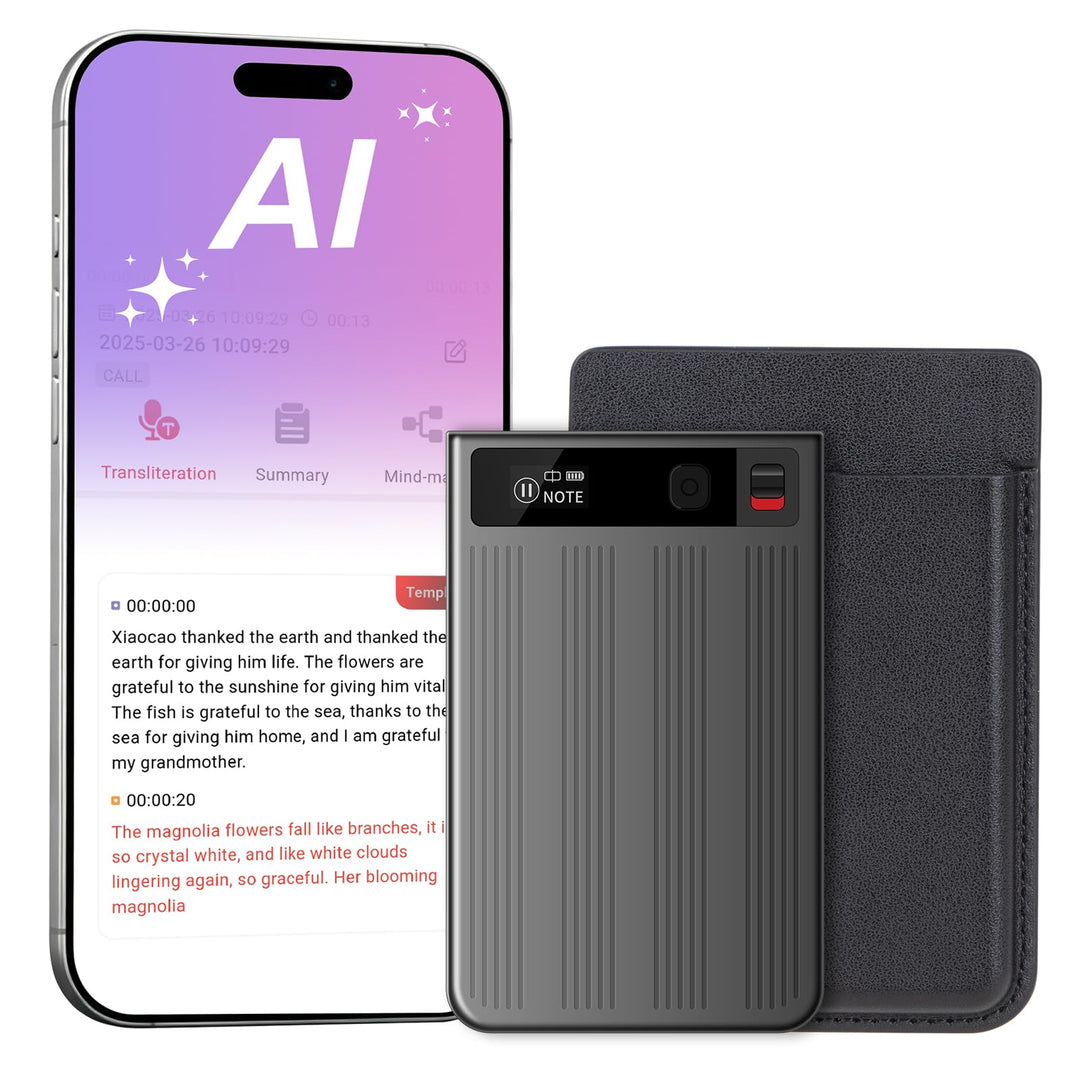 Ki Sprachrekorder - 64GB Diktiergerät Mini mit Schreibfunktion & Langer Standby-Zeit - Keine Einschr