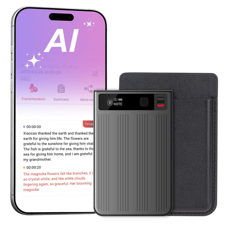 Ki Sprachrekorder - 64GB Diktiergerät Mini mit Schreibfunktion & Langer Standby-Zeit - Keine Einschr