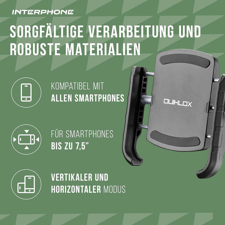 INTERPHONE - Universelle Smartphone-Halterung (3,5" bis 7,5") für QUIKLOX Modularsystem - Motorrad-H