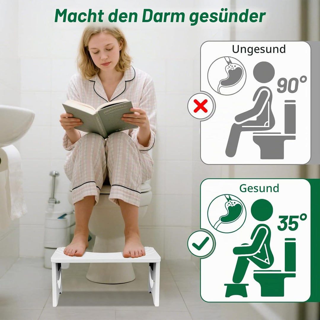Klappbarer Toilettenhocker Erwachsene aus Bambus, 17.5cm Whale Design Toilettenhocker Klappbar für V