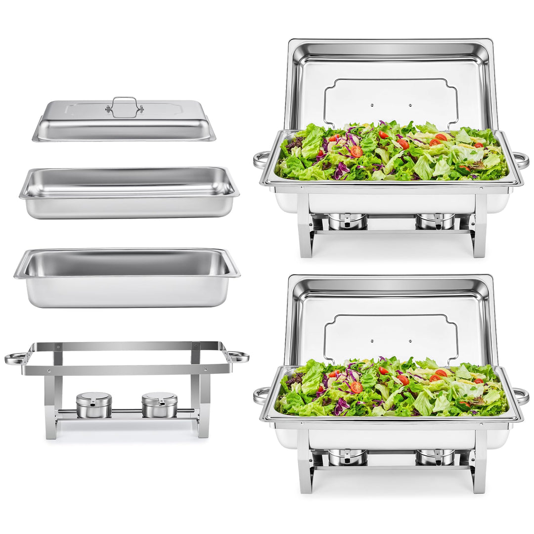 Wilprep Chafing Dish Speisewärmer 9L 2pcs Edelstahl Warmhaltebehälter Wärmebehälter Edelstahl Buffet