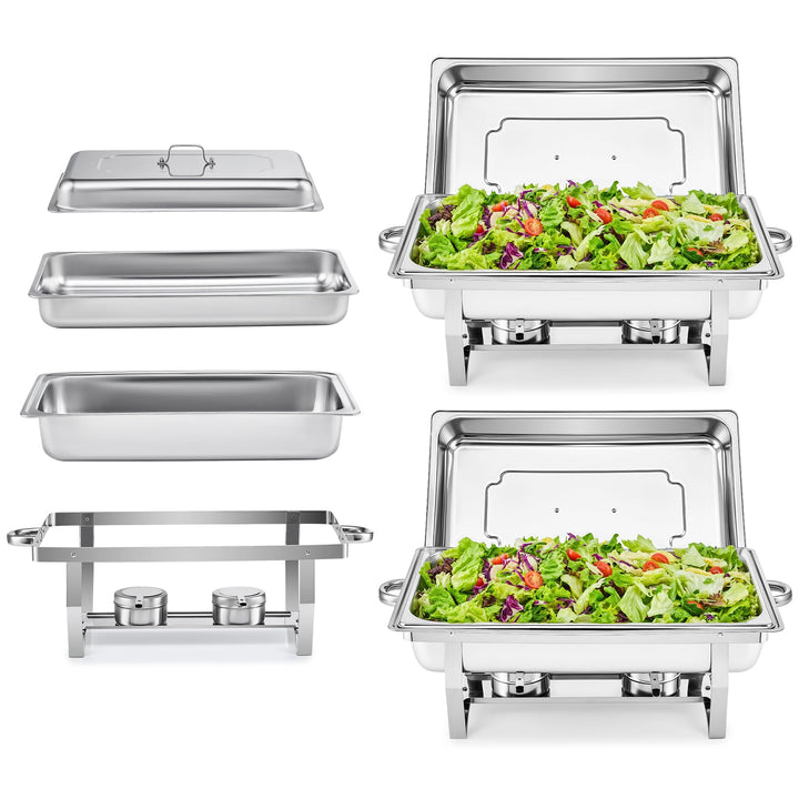 Wilprep Chafing Dish Speisewärmer 9L 2pcs Edelstahl Warmhaltebehälter Wärmebehälter Edelstahl Buffet
