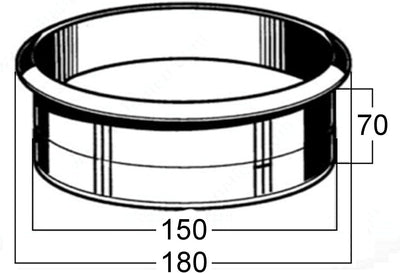 SOTECH Müll Einwurfhülse Edelstahl matt schwarz lackiert Ø 180 mm Höhe 70 mm zum Einbau in Waschtisc