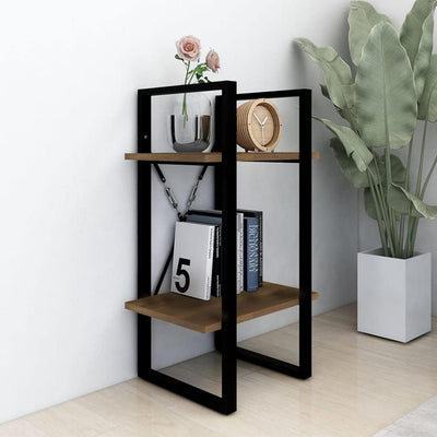 homiuse Bücherregal 2 Fächer Braun Eiche-Optik 40x30x70cm Holzwerkstoff BüCherregal Regal Wand WüRfe
