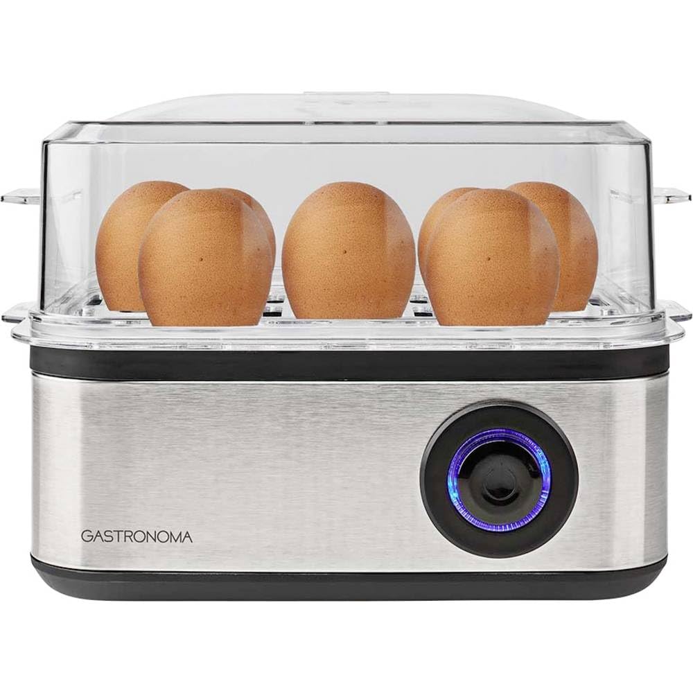 Gastronoma Eierkocher - Eierkocher 8 Eier - Egg Cooker mit Timer - Edelstahl - Silber