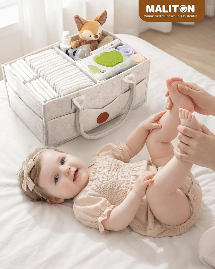 Maliton Wickeltisch Organizer, Baby Windel Caddy Newborn Essentials, Robuster Tragbarer Filztasche,