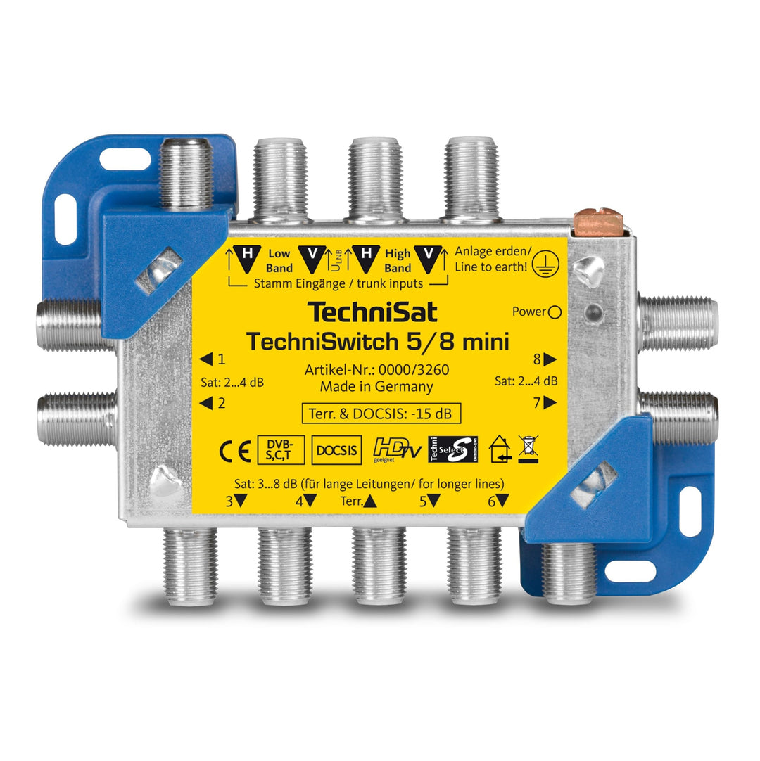 TechniSat TECHNISWITCH 5/8 MINI, Multischalter / Satverteiler für bis zu 8 Teilnehmer, 100m Entfernu