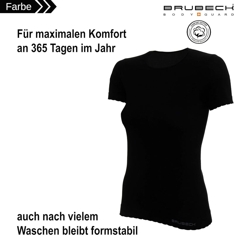 BRUBECK 3er Pack Damen T-Shirt | 55% Baumwolle | Kurzarmshirt | Funktionsshirt | Atmungsaktiv | Geru